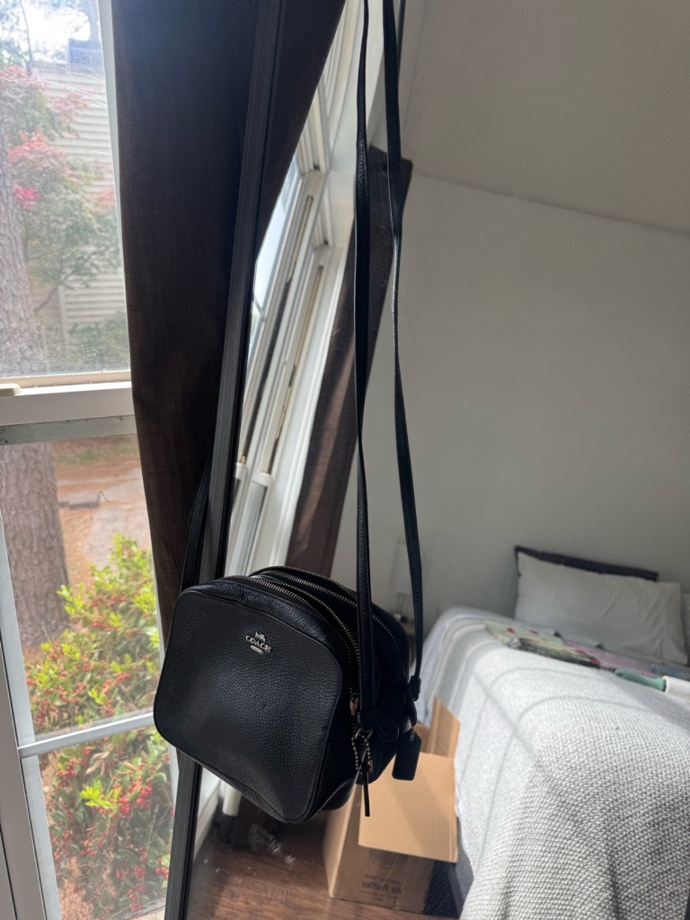 Coach Black Pebbled Leather Mini Crossbody Bag